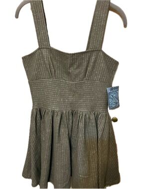 Olive Green Striped Mini Dress